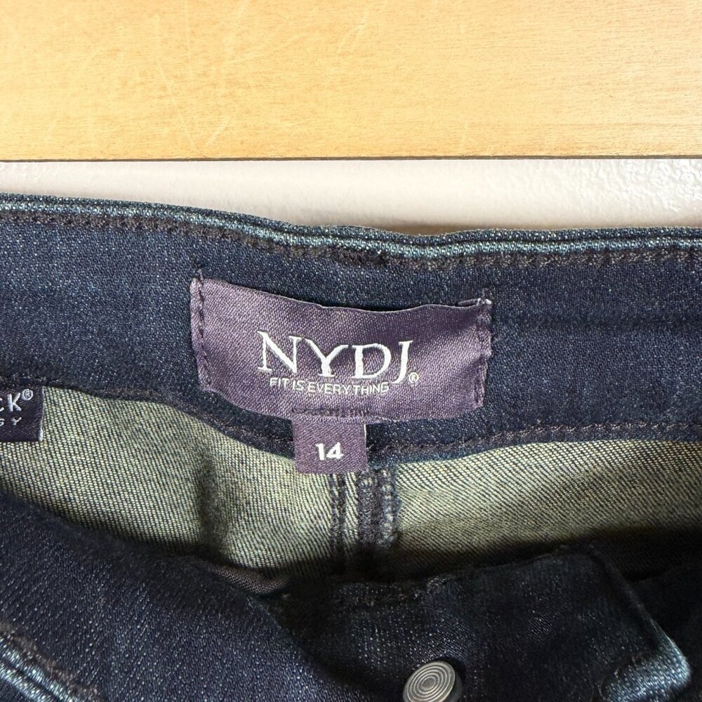 NYDJ Billie Mini Boot Jeans Size 14 Dark Wash High Rise Blue Denim - Picture 3 of 13
